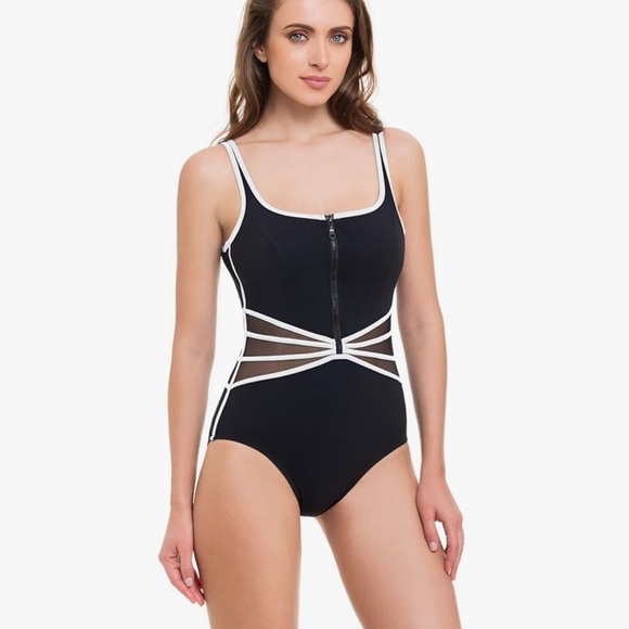 Black and White One-Piece Swimsuit - Picture 4 of 4